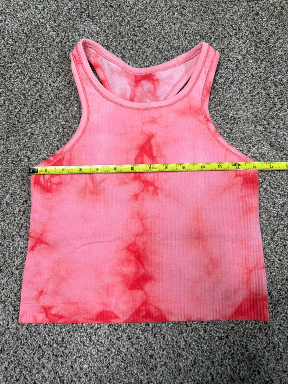 Lululemon Tank Ebb to Street Crop Marble Dye Raspberry Cream Size 4 - Picture 7 of 10